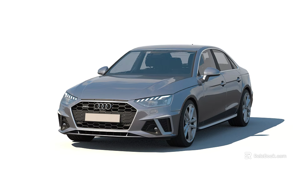 Gray Audi Sedan With Sleek Front Grille LED Headlights And Sporty Design 3d model 