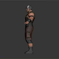 Game Movie Character With White Helmet Green Camouflage Vest Brown Shorts And Black Boots