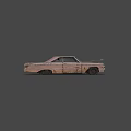 Vintage Rusty Classic Car With Broken Windshield Open Hood And Weathered Body