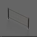 Modern Metal Railing with Vertical Posts Grid Panels and Base on Blue Background with Shadow 3d model