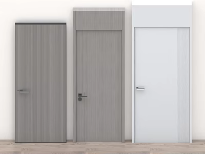 Modern Gray And White Wooden Sliding Door Design For Home Interior With Panel And Handle 3d model