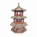 Qing style three-story octagonal pavilion ancient building pavilion waterside pavilion viewing pavilion 3d model