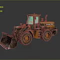 Heavy Duty Front Loader Vehicle with Orange Body Large Bucket and Big Tires