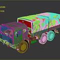 Green Military Cargo Truck With Canvas Covered Bed And Six Wheel Design