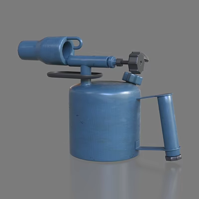 Blue Metal Blow Torch With Cylindrical Tank Handle And Nozzle For Industrial Use 3d model