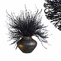 Dark Ceramic Vase With Dried Purple Flowers For Home Decor Accent