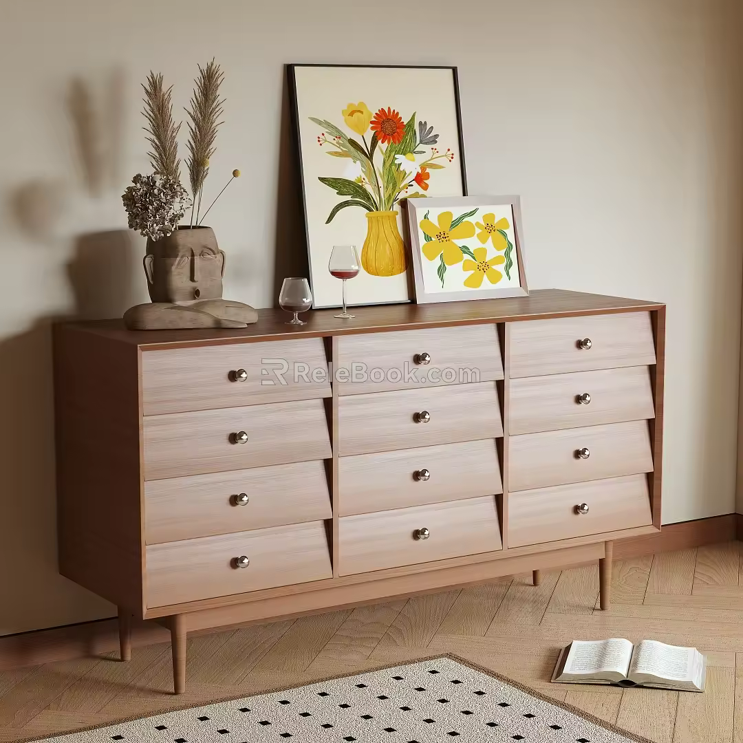 Log Style Bucket Cabinet Side Cabinet 3d model