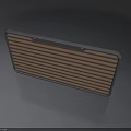 Sleek Modern Swing Door With Aluminum Frame Silver Border And Gold Slats