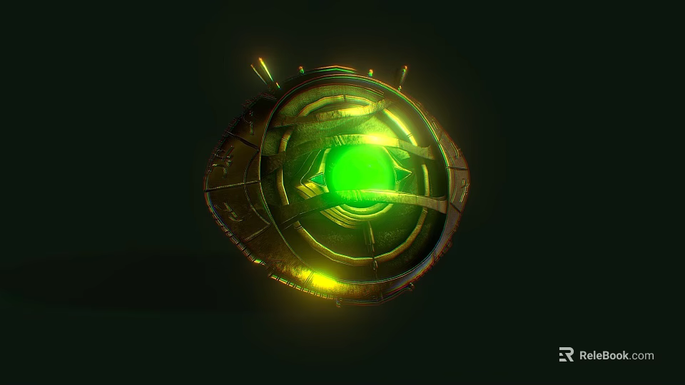 Glowing Green Round Amusement Equipment With Metallic Structure And Interactive LED Features 3d model 