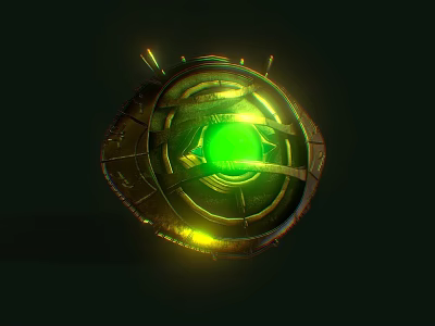 Glowing Green Round Amusement Equipment With Metallic Structure And Interactive LED Features 3d model