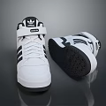 Adidas High Top Sneakers With White Black Design Brand Logo And Stripes