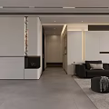 Modern Minimalist Open Living And Dining Interior With Sleek Custom Storage Cabinets And Comfortable Sofa