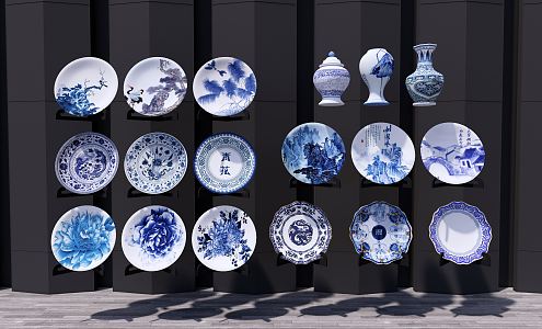 Chinese-style ceramic ware ornaments 3d model