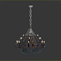 Elegant Candle Shaped Chandelier With Metal Frame And Hanging Chain Design
