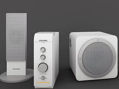 PROSOUND Modern Home Audio Speaker System With White Gray Design Subwoofer And Control Unit 3d model