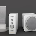 PROSOUND Modern Home Audio Speaker System With White Gray Design Subwoofer And Control Unit