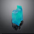 Glowing Blue Crystal Decorative Piece With Natural Stone Base And Textured Details