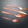 Modern Rose Gold Cutlery Set With Fork Knife Spoon And Shiny Elegant Finish