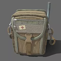Khaki Green Medical Bag With Red Cross Symbol Zipper Buckle And Shoulder Strap