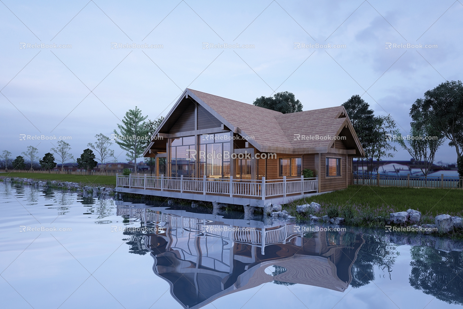 Modern wooden house 3d model