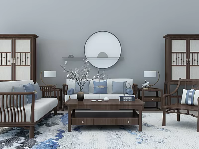 Sofa coffee table combination 3d model