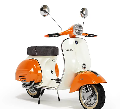 Classic Vespa Scooter With Orange White Body And Black Seat 3d model Classic Vespa Scooter With Orange White Body And Black Seat 3d model