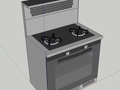 Modern Kitchen Appliance With Gas Stove Oven And Range Hood 3d model