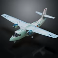 Light Green And White Passenger Aircraft With Twin Wings Tail Logo And Landing Gear