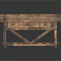 Rustic Wooden Workbench Furniture With Drawers X Shaped Base And Long Surface