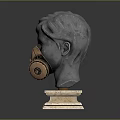 Military Gas Mask Weapon Equipment Head Sculpture With Marble Base And Nameplate