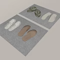 Soft Comfortable Home Slippers White Brown Green Beige on Gray Mat 3d model