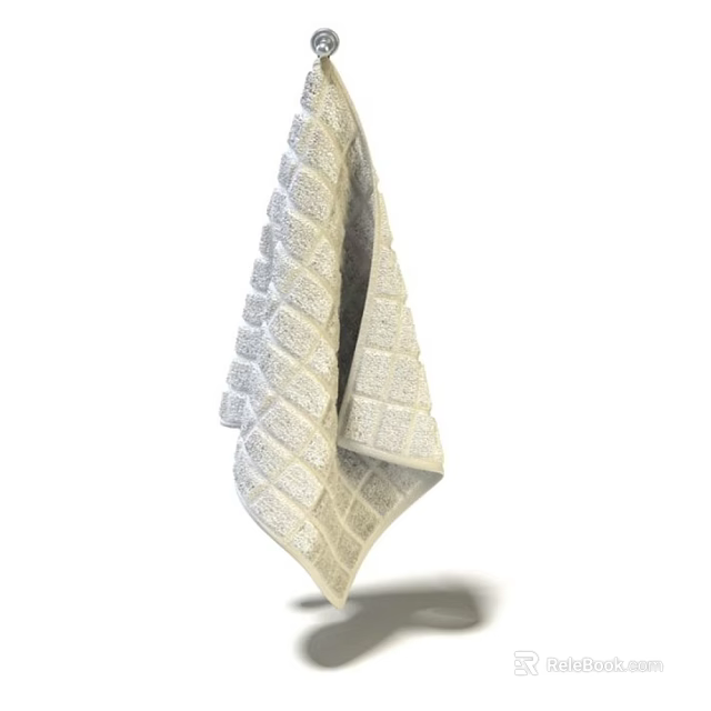 Soft Light Beige Towel With Diamond Pattern For Daily Household Use 3d model 