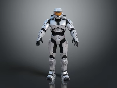 Futuristic Sci Fi Armored Suit Design With White Black Armor Helmet And Visor 3d model