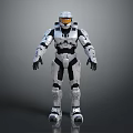 Futuristic Sci Fi Armored Suit Design With White Black Armor Helmet And Visor