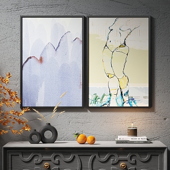 Modern Simple Light Luxury Hanging Painting Decorative Painting Abstract Painting Art Painting 3d model