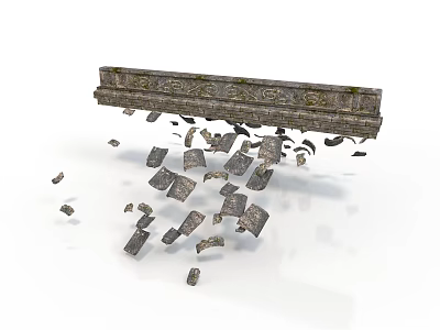 Architectural Decorative Beam With Ornate Carvings Shattered Into Scattered Fragments 3d model