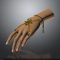 Elegant Golden Hand Jewelry With Bracelet And Finger Chain Decorations