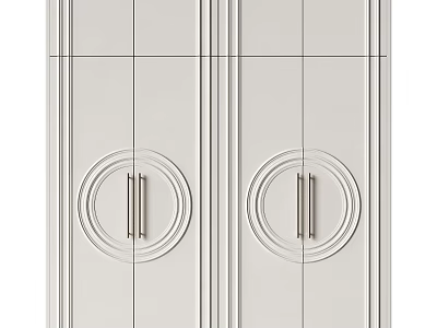 Modern White Entryway Cabinet Sideboard With Circular Handle And Sleek Line Design 3d model