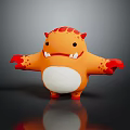 Cute Orange Monster Plush Toy with Red Horns Spots and White Belly Open Arms