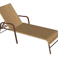 Outdoor Brown Woven Lounge Chair With Adjustable Backrest And Metal Frame