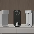 Three Modern Kitchen Appliances With Black White Design Display Screen And Cups 3d model