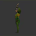 Nature Inspired Green Leaf Decorative Figure With Antler Headpiece For Home