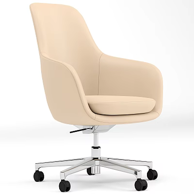 Modern Stylish Table And Chair Set With Beige Leather Chair And Metal Base 3d model