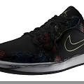 Nike Black Sneakers With Colorful Snake Skin Pattern And Gold Logo White Sole