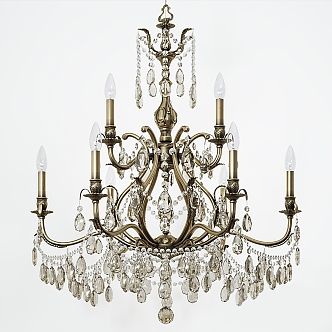 French Metal Crystal Chandelier 3d model