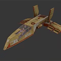 Futuristic Paper Model Spaceship With Streamlined Design Red Brown Color And Detailed Wings