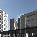 Modern Commercial Street Featuring High Rise Buildings Glass Facades Shops And Pedestrians