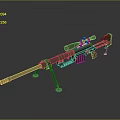 Tactical Sniper Rifle With Long Barrel Mounted Scope And Bipod Stand