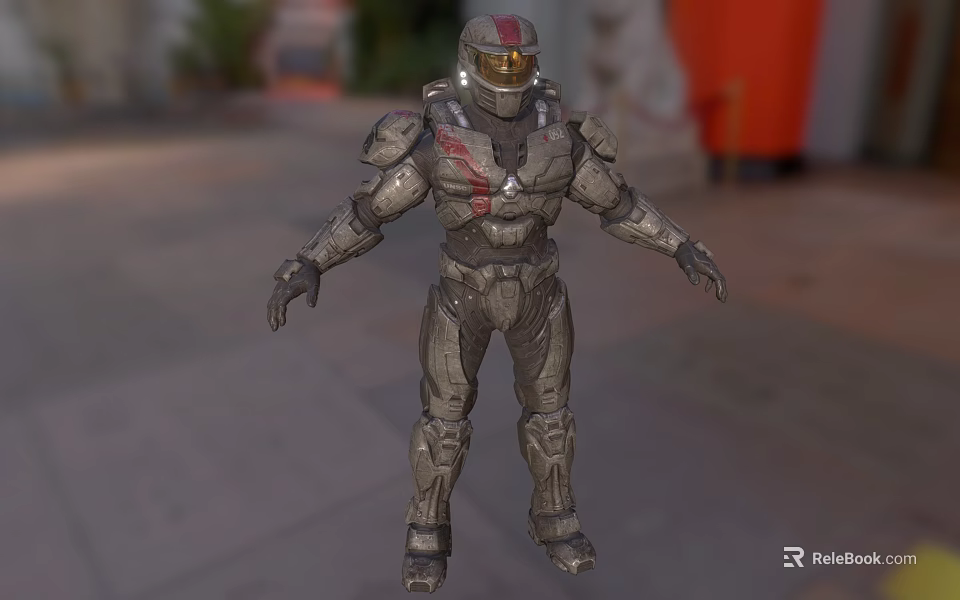 Futuristic Armored Character Standing With Alien Creature In Urban Environment 3d model 