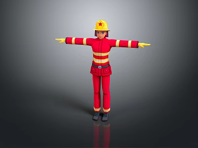 Firefighters, firemen, fire-fighting suits, gas masks, hose 3d model
